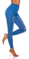 Preview: High Waist Slim Fit Skinny-Jeans im sexy Destroyed-Look - blau