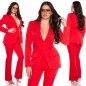 Preview: Elegante Blazer-Jacke mit Bindegürtel in rot