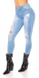 Preview: High Waist Stretch-Jeans im Used-Look - light blue