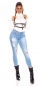 Preview: High Waist Stretch-Jeans im Used-Look - light blue