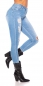 Preview: High Waist Stretch-Jeans im Used-Look - light blue