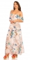 Preview: Blümchen Maxi-Kleid mit Volant-Verzierung - rosa