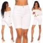 Preview: High Waist Capri-Jeans mit Spitzen-Verzierung - weiß
