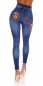 Preview: High Waist Leggings in Jeans-Optik mit Blumenprints - blue washed