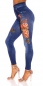 Preview: High Waist Leggings in Jeans-Optik mit Blumenprints - blue washed