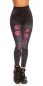Preview: High Waist Leggings mit Spitzen-Cutouts - schwarz/pink