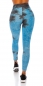 Preview: High Waist Leggings mit modischen Watercolor-Print - blau