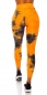 Preview: High Waist Leggings mit modischen Watercolor-Print - orange