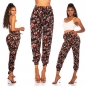 Preview: Luftig leichte Sommer-Hose mit Flower-Print - multicolor/schwarz