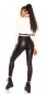 Preview: High-Waist-Leggings im Lederlook mit Zierkzippern - schwarz