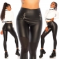 Preview: High-Waist-Leggings im Lederlook mit Zierkzippern - schwarz