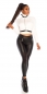 Preview: High-Waist-Leggings im Lederlook mit Zierkzippern - schwarz