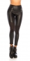 Preview: High-Waist-Leggings im Lederlook mit Zierkzippern - schwarz