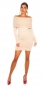Preview: Anschmiegsames Feinstrick-Minikleid mit Umlegekragen - beige