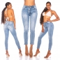 Preview: Skinny-Jeans mit aufgesetzten Reißverschluss - blue washed