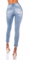 Preview: Skinny-Jeans mit aufgesetzten Reißverschluss - blue washed