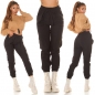 Preview: High Waist Hose im modischen Cargo-Look - schwarz