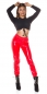 Preview: Sexy glänzende Latexlook Hose in rot
