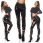Preview: Sexy glänzende Latexlook Hose in schwarz
