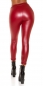 Preview: Modische Thermo-Leggings im Leder-Look - bordeaux