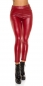 Preview: Modische Thermo-Leggings im Leder-Look - bordeaux