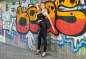 Preview: Sexy Wetlook-Hose mit seitlicher Zierschnürung in schwarz