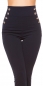 Preview: Elegante High Waist Hose  mit Zierknopf-Leiste - marine