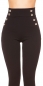 Preview: Elegante High Waist Hose  mit Zierknopf-Leiste - schwarz