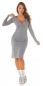 Preview: Figurbetontes Feinstrick-Minikleid mit Zipper - grau