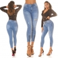 Preview: 7/8 Skinny High Waist Jeans mit Zierzipper - jeansblau