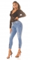 Preview: 7/8 Skinny High Waist Jeans mit Zierzipper - jeansblau