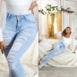 Preview: Sexy Skinny Jeans im auffallenden Ripped Vintage-Look - light blue