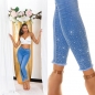 Preview: Sexy Frayed Skinny Jeans mit Glitzer-Effekten in light blue