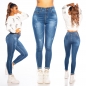 Preview: Skinny-Jeans mit Used-Effekten - blue washed