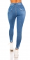 Preview: Moderne Skinny Jeans im Used-Look mit Schrift-Prints - blue washed