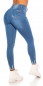 Preview: Moderne Skinny Jeans im Used-Look mit Schrift-Prints - blue washed