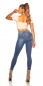 Preview: Figurbetonte Skinny Jeans mit Schleifen-Verzierung - blue washed