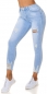 Preview: Helle Skinny High Waist Jeans mit Used-Effekten - light blue