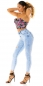 Preview: High Waist Stretch-Jeans im dezenten destroyed Look - acid blue