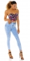 Preview: High Waist Stretch-Jeans im dezenten destroyed Look - acid blue