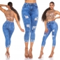 Preview: 7/8 Highwaist-Jeans im modischen Used-Look - blue washed