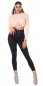 Preview: Sexy figurbetonte High Waist Jeans mit aufgesetzter Knopfleiste - schwarz