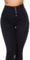 Preview: Sexy figurbetonte High Waist Jeans mit aufgesetzter Knopfleiste - schwarz