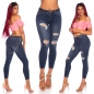 Preview: Sexy Used-Jeans im Highwaist-Look - dark blue
