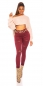 Preview: High Waist Stretch-Jeans im Used-Look - bordeaux