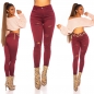 Preview: High Waist Stretch-Jeans im Used-Look - bordeaux