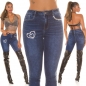 Preview: Sexy Stretch-Jeans mit Strass Verzierung - blue washed