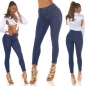 Preview: Stretch Jeans mit dezenter Strass-Verzierung - jeansblau