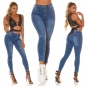Preview: High Waist Jeans mit Strass-Verzierung - jeansblau