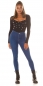 Preview: Sexy Skinny Stretch Jeans mit dezenter Strass-Verzierung - jeansblau